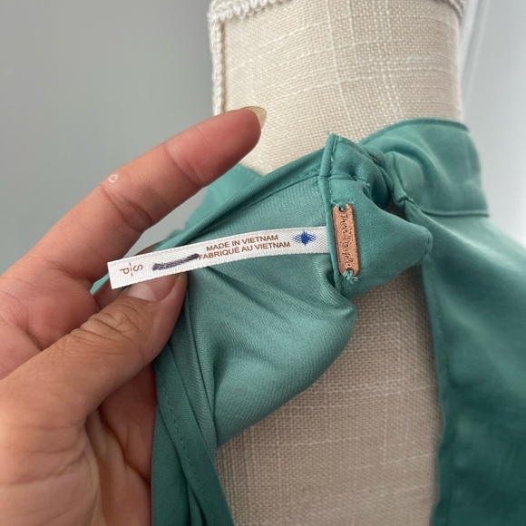 Free People Elegant Teal Green Open Back Women's Top - Picture 7 of 9